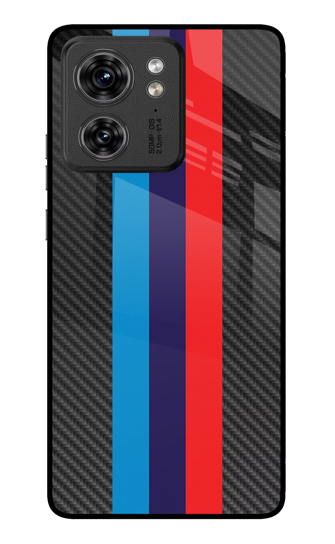BMW Stripes Pattern Moto Edge 40 Glass Case Back Cover by Casekaro