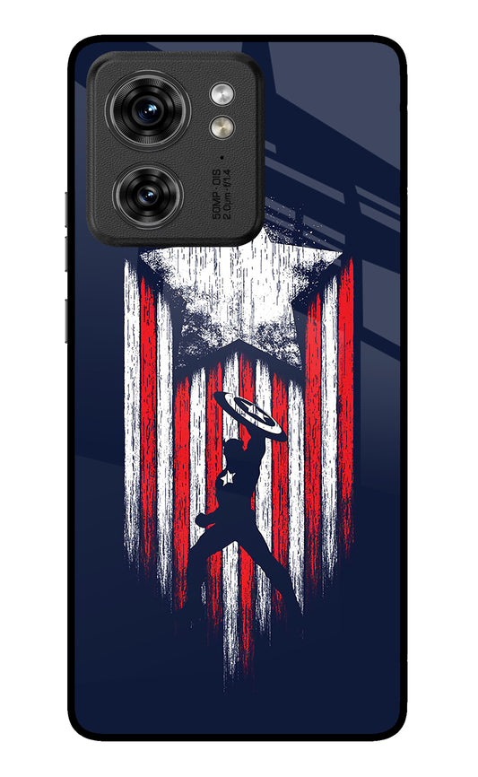 Captain America Marvel Art Moto Edge 40 Glass Case