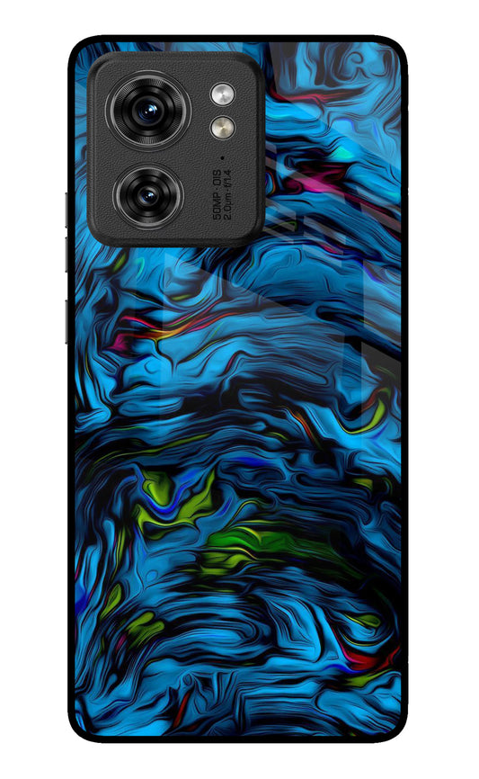 Dark Blue Abstract Moto Edge 40 Glass Case