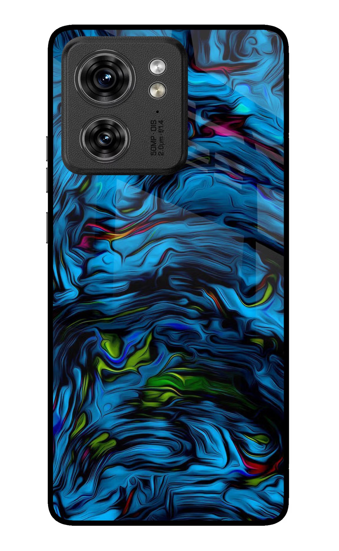 Dark Blue Abstract Moto Edge 40 Glass Case