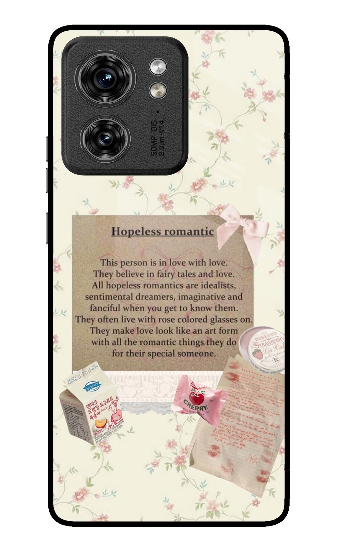 Hopeless Romantic Moto Edge 40 Glass Case Back Cover by Casekaro
