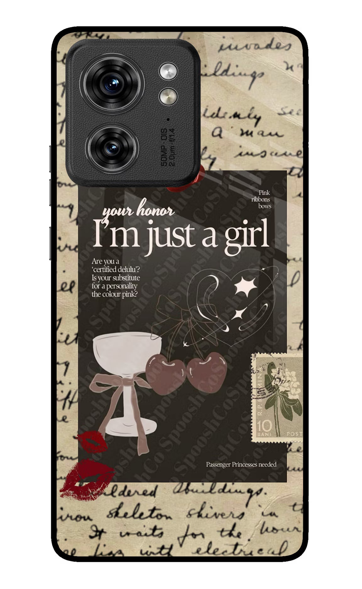 I am just a girl Moto Edge 40 Glass Case Back Cover by Casekaro