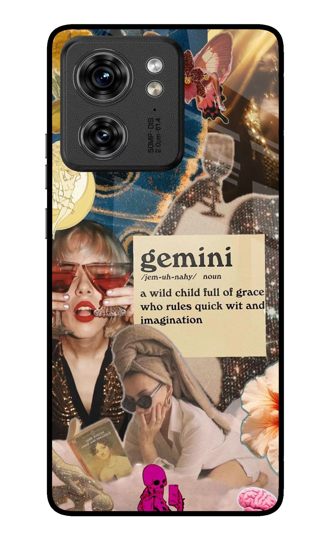Gemini Zodiac Moto Edge 40 Glass Case Back Cover by Casekaro