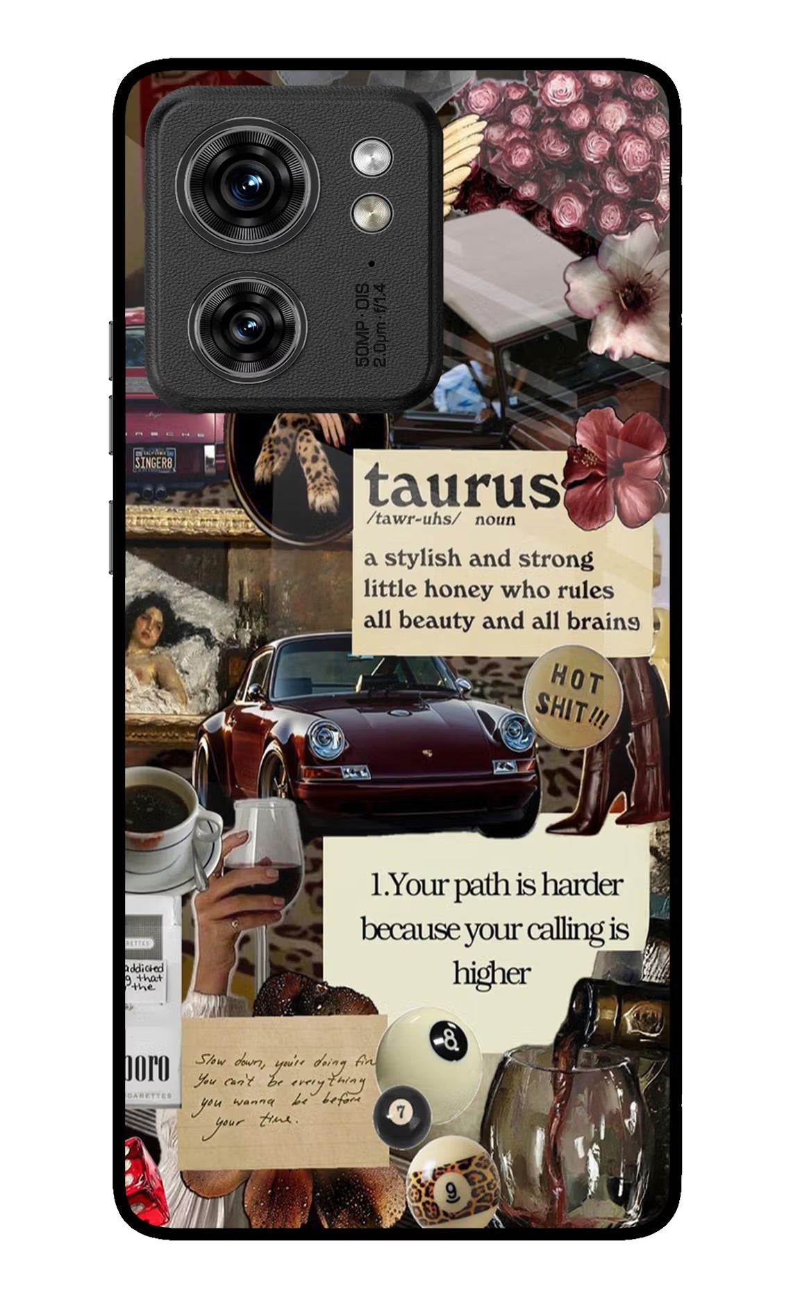 Taurus Zodiac Moto Edge 40 Glass Case Back Cover by Casekaro