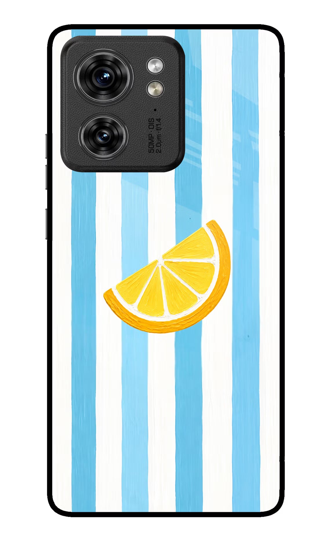 Summer Lemon Moto Edge 40 Glass Case Back Cover by Casekaro
