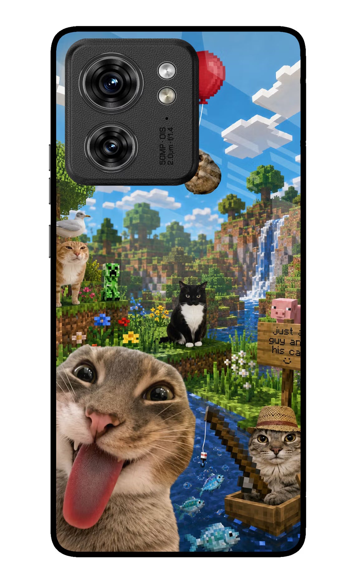 Minecraft Cat Chaos Moto Edge 40 Glass Case
