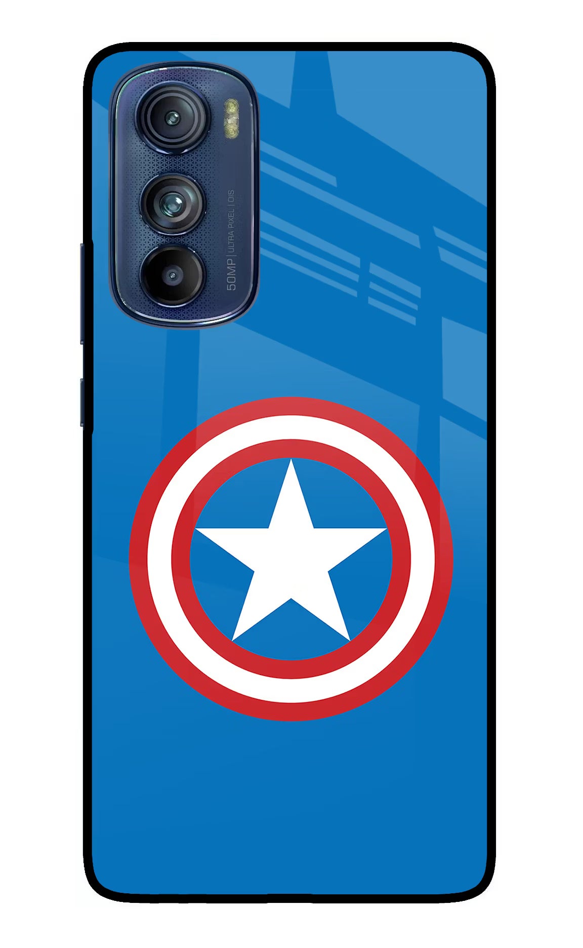 Captain America Logo Moto Edge 30 Glass Case Back Cover by Casekaro