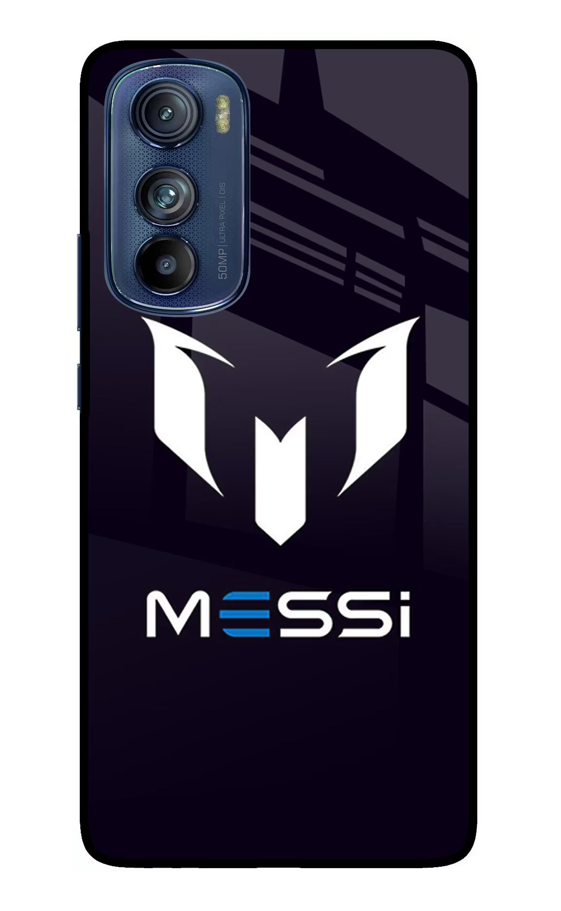 Messi Logo Moto Edge 30 Glass Case Back Cover by Casekaro