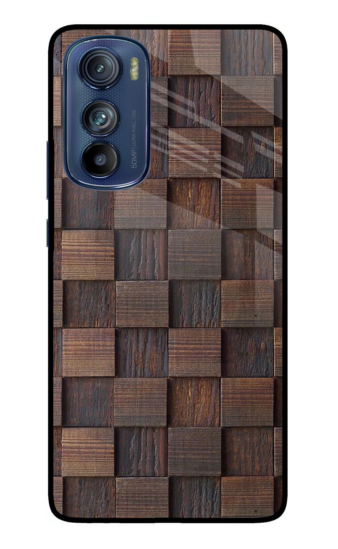 Wooden Cube Design Moto Edge 30 Glass Case