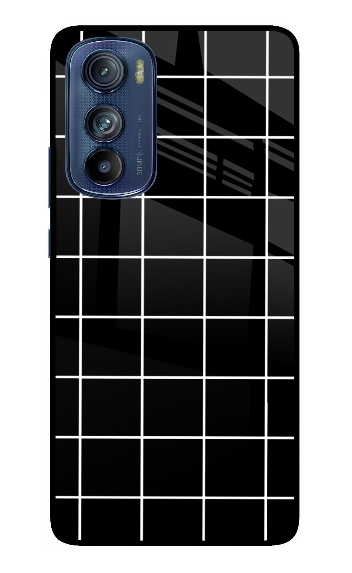 White Grid Moto Edge 30 Back Cover