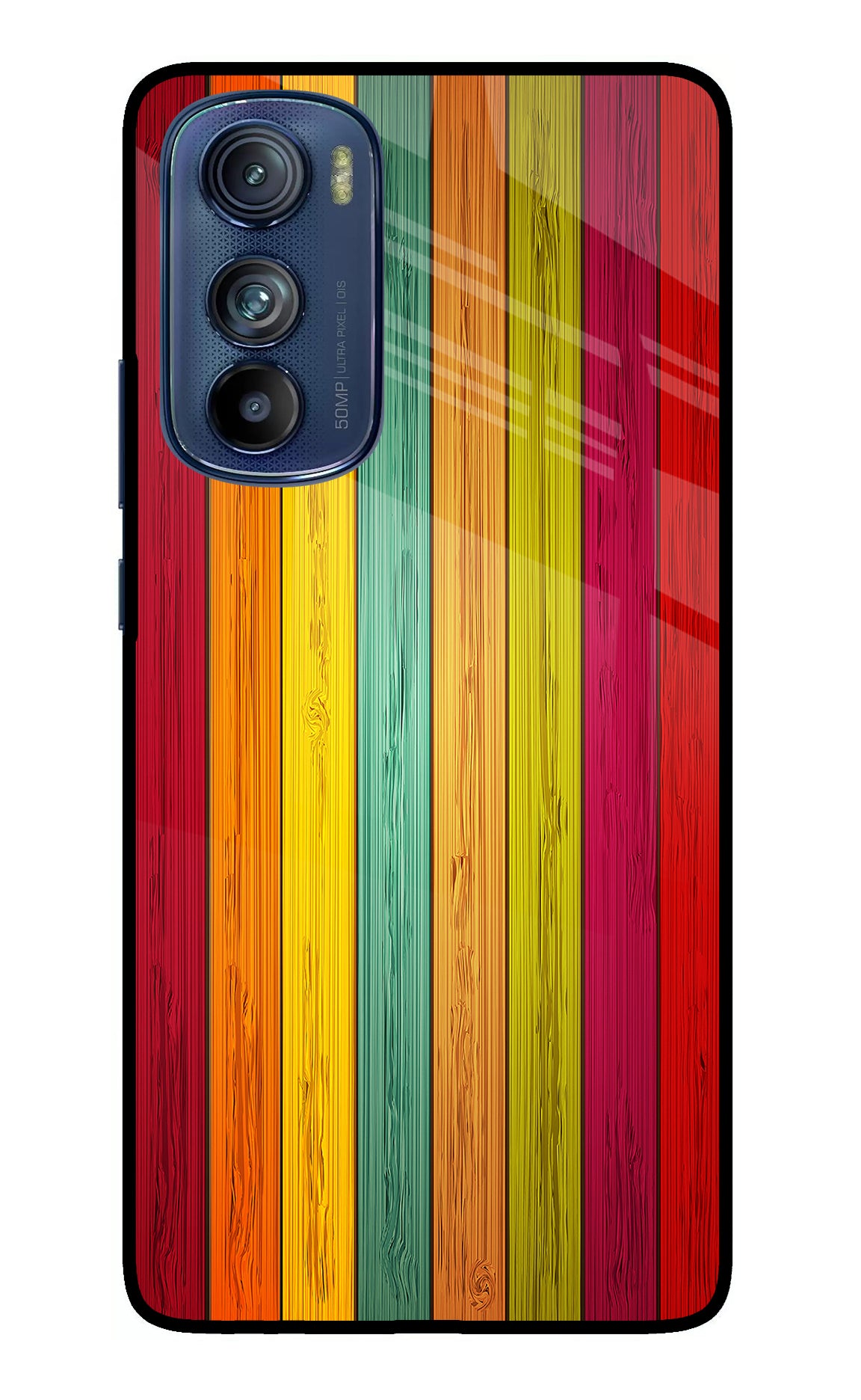 Multicolor Wooden Moto Edge 30 Glass Case