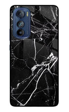 Black Marble Pattern Moto Edge 30 Glass Case