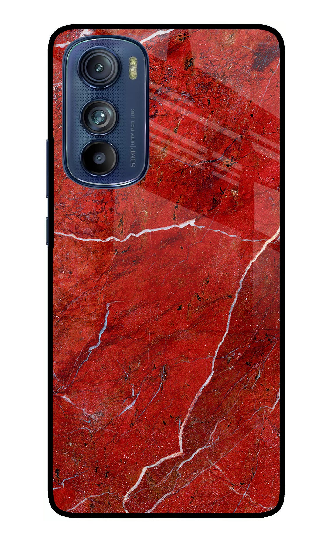 Red Marble Design Moto Edge 30 Glass Case