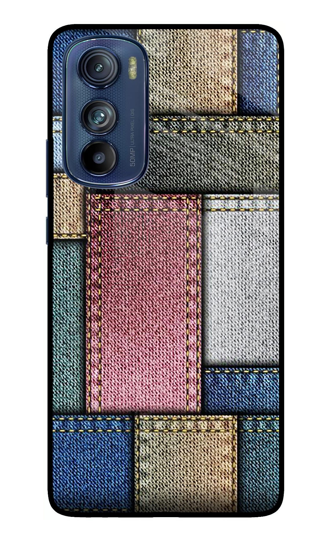 Multicolor Jeans Moto Edge 30 Glass Case