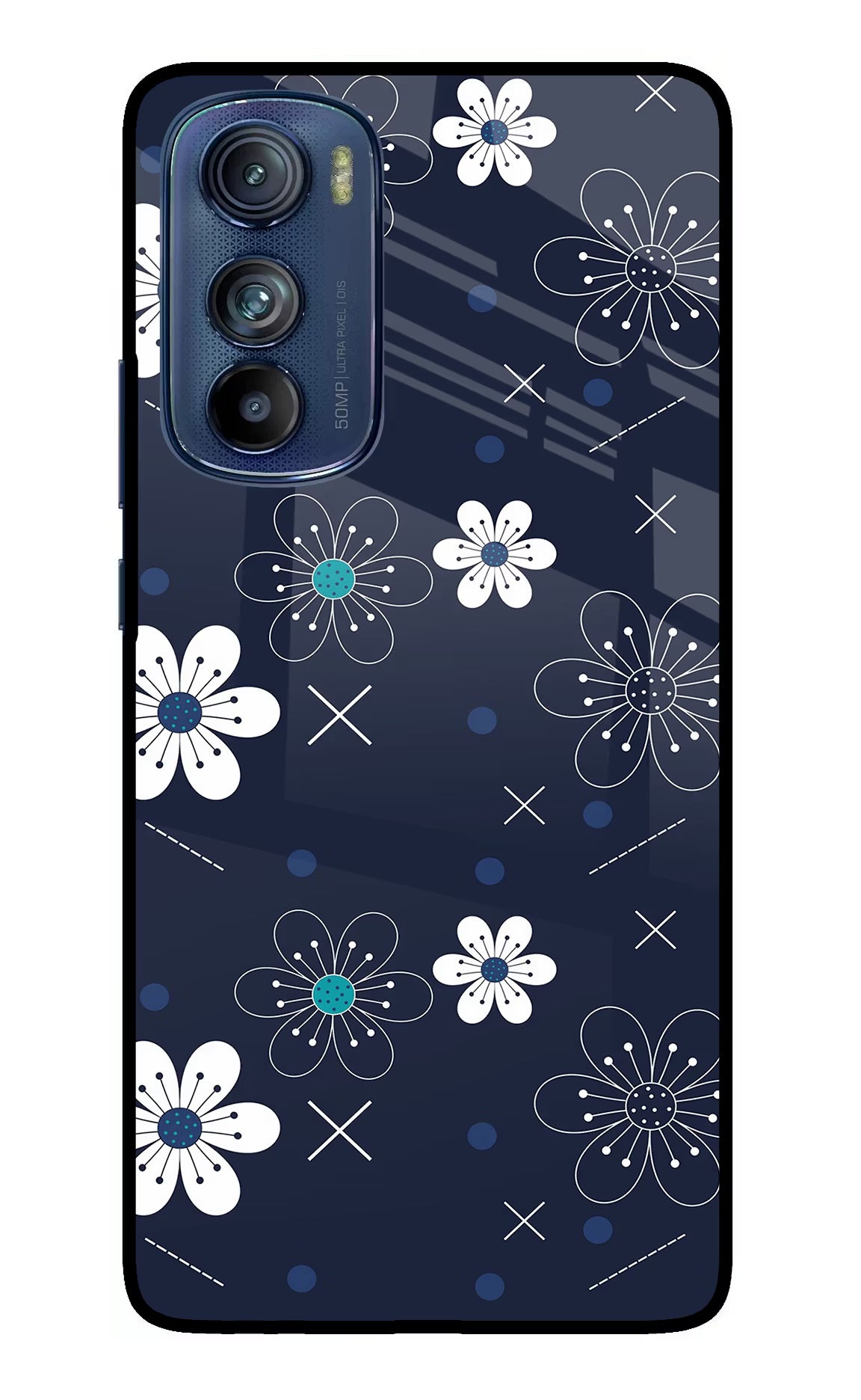 Flowers Moto Edge 30 Glass Case Back Cover by Casekaro