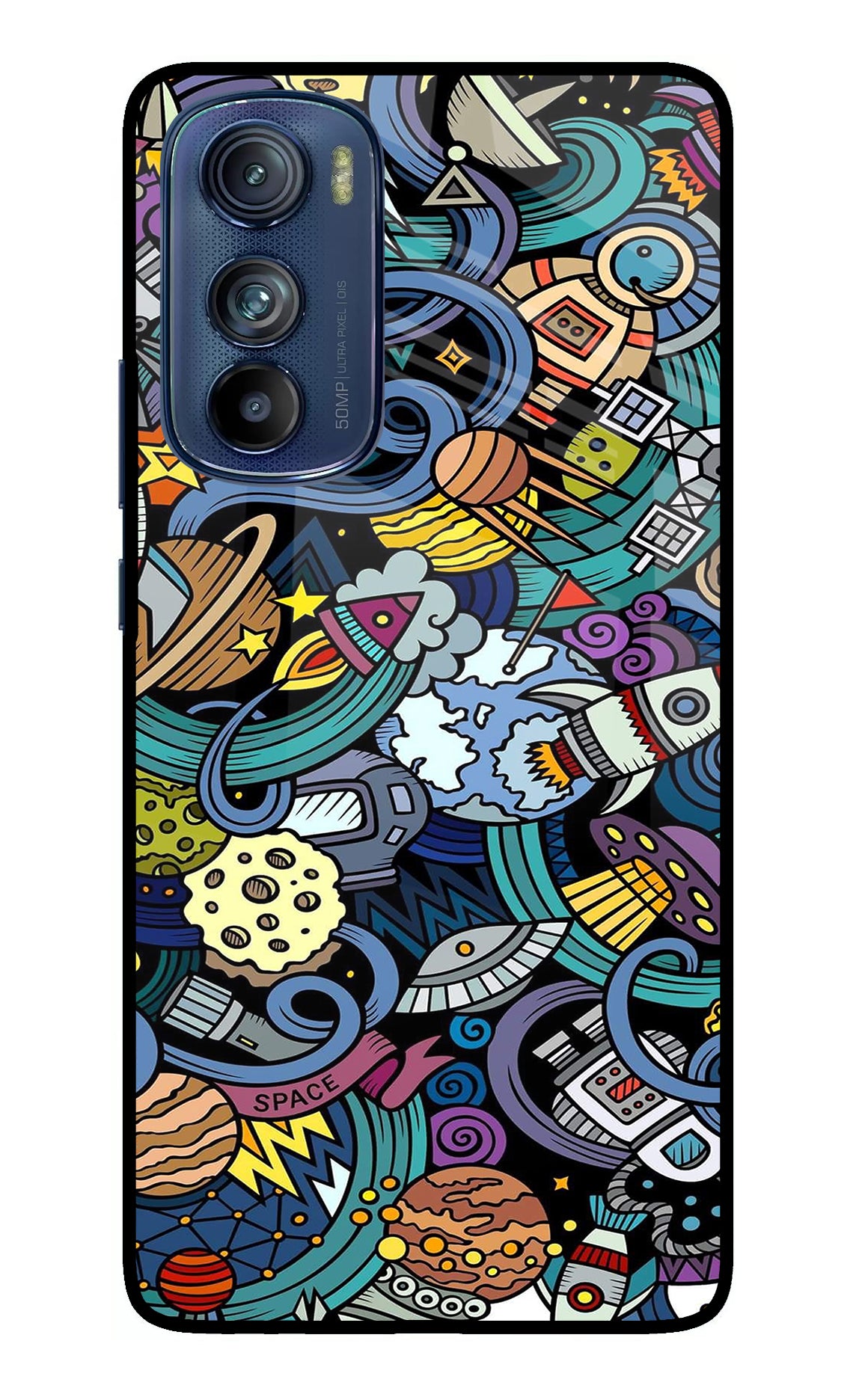 Space Abstract Moto Edge 30 Glass Case