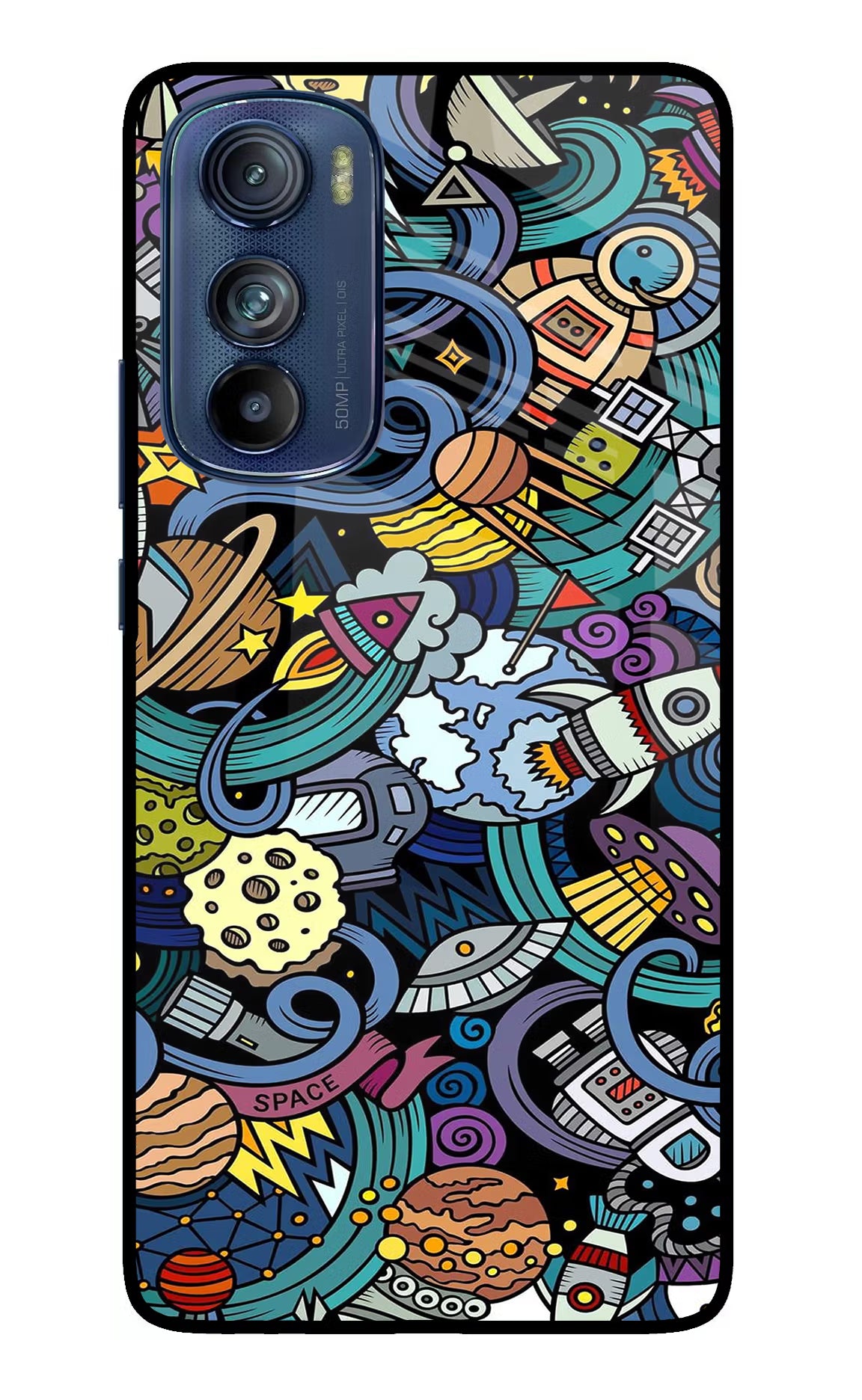 Space Abstract Moto Edge 30 Glass Case Back Cover by Casekaro