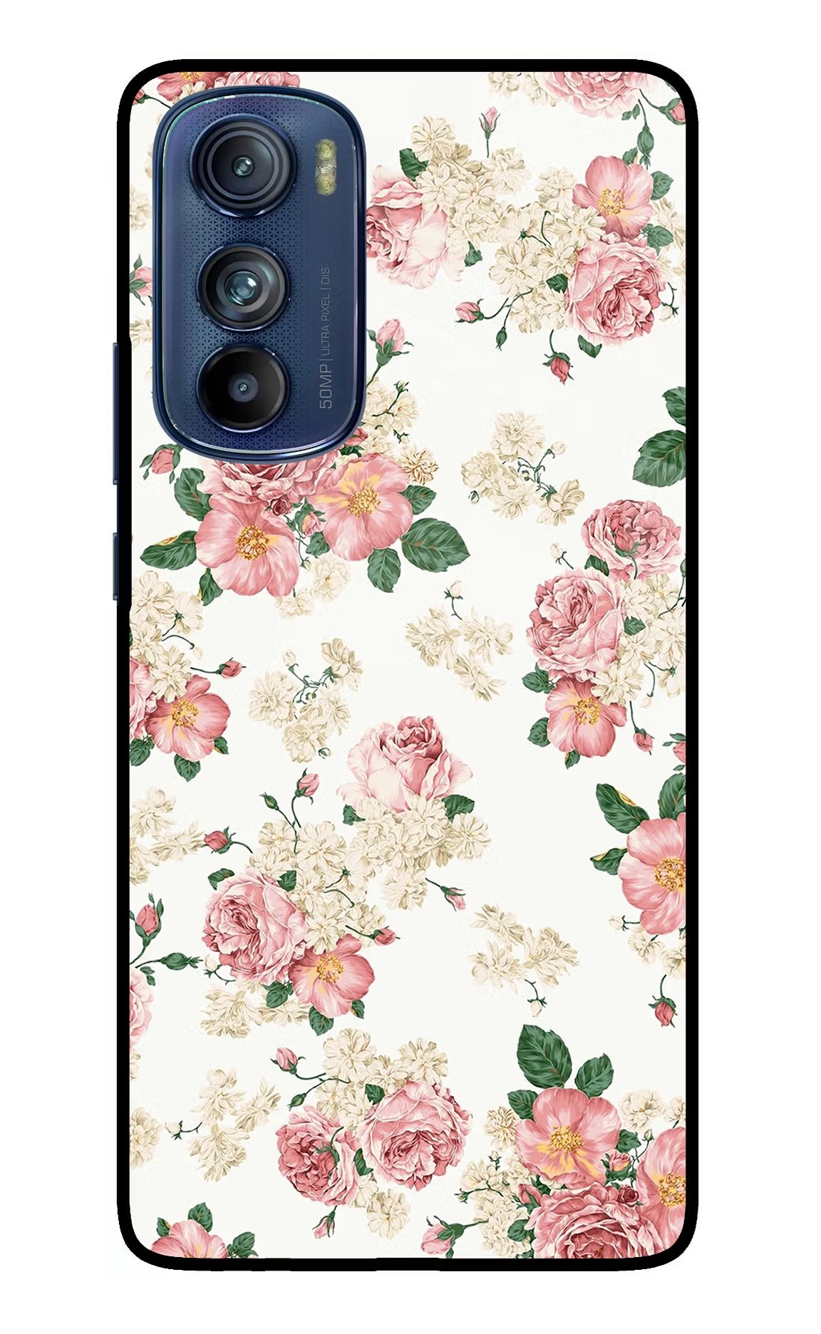 Flowers Moto Edge 30 Glass Case Back Cover by Casekaro
