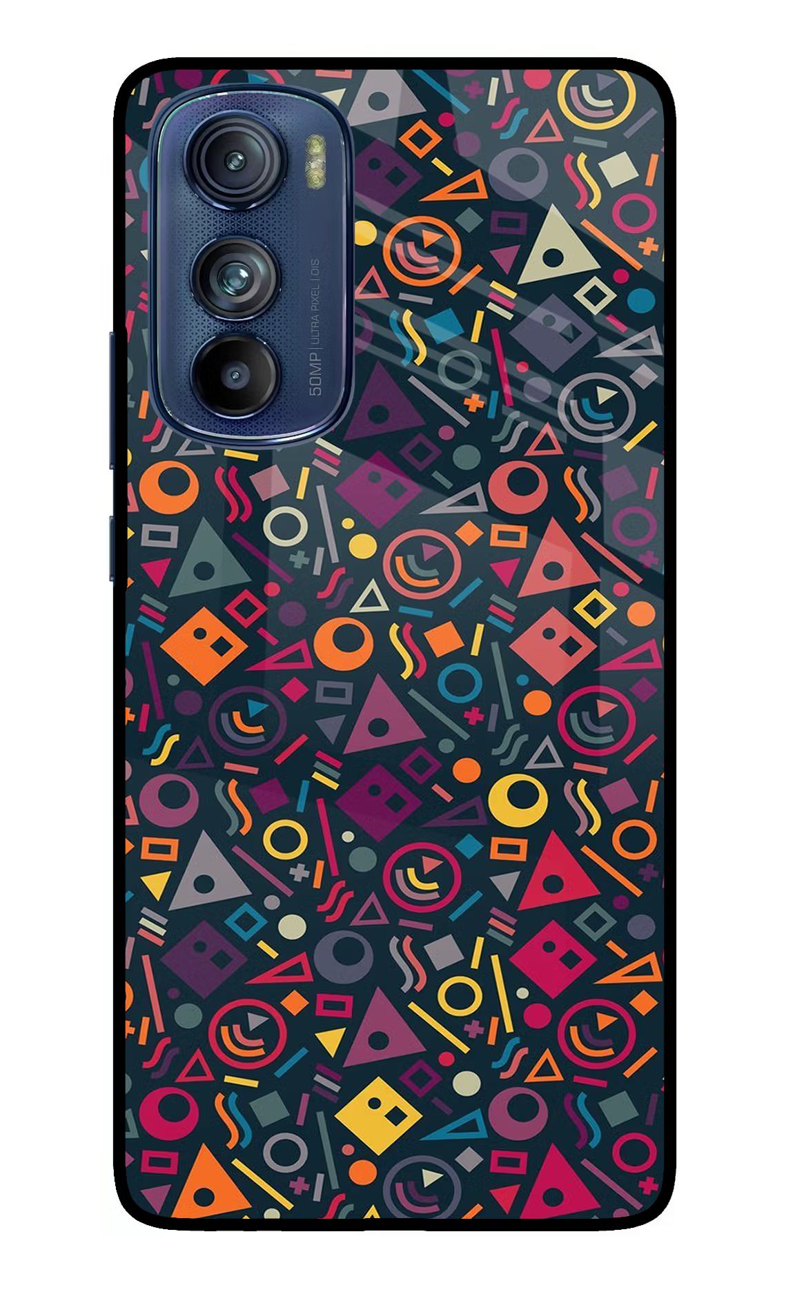 Geometric Abstract Moto Edge 30 Glass Case Back Cover by Casekaro