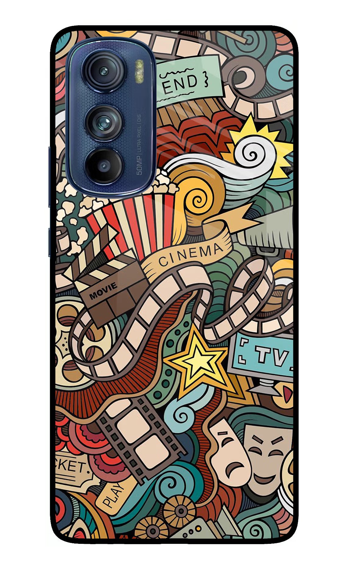Cinema Abstract Moto Edge 30 Glass Case Back Cover by Casekaro