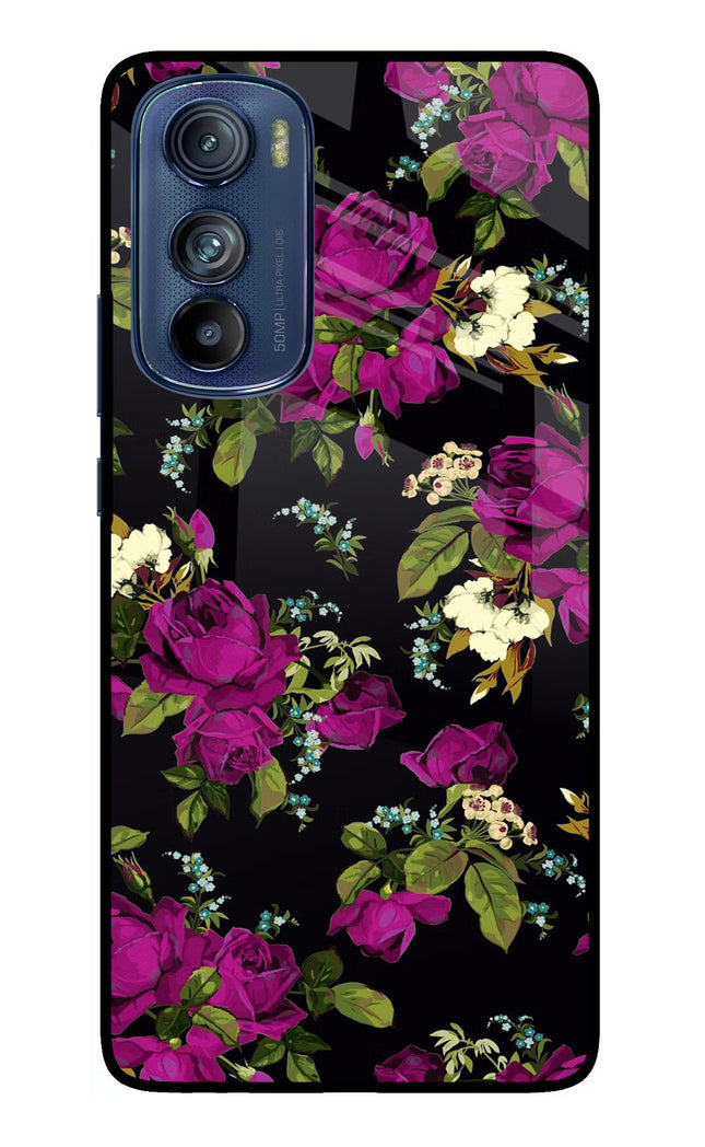 Flowers Moto Edge 30 Glass Case Back Cover by Casekaro