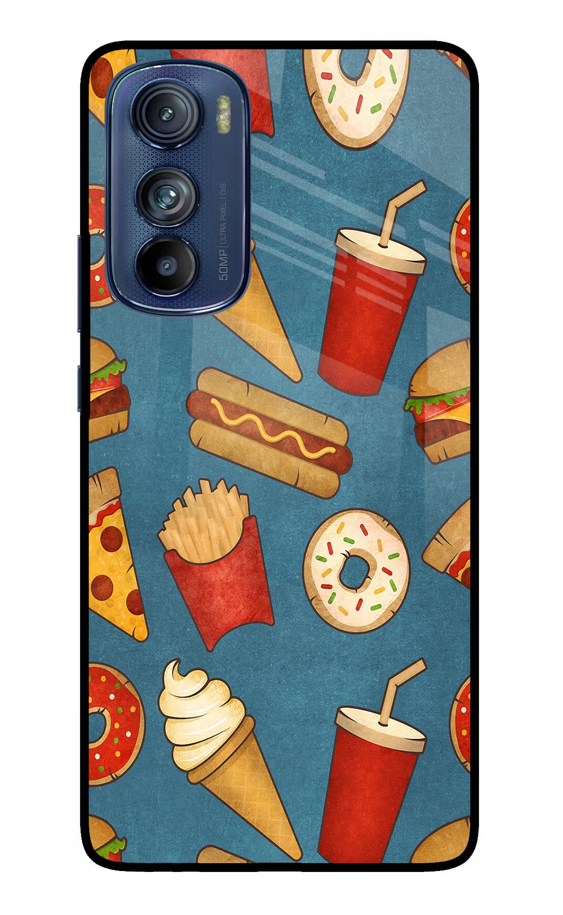 Foodie Moto Edge 30 Glass Case Back Cover by Casekaro