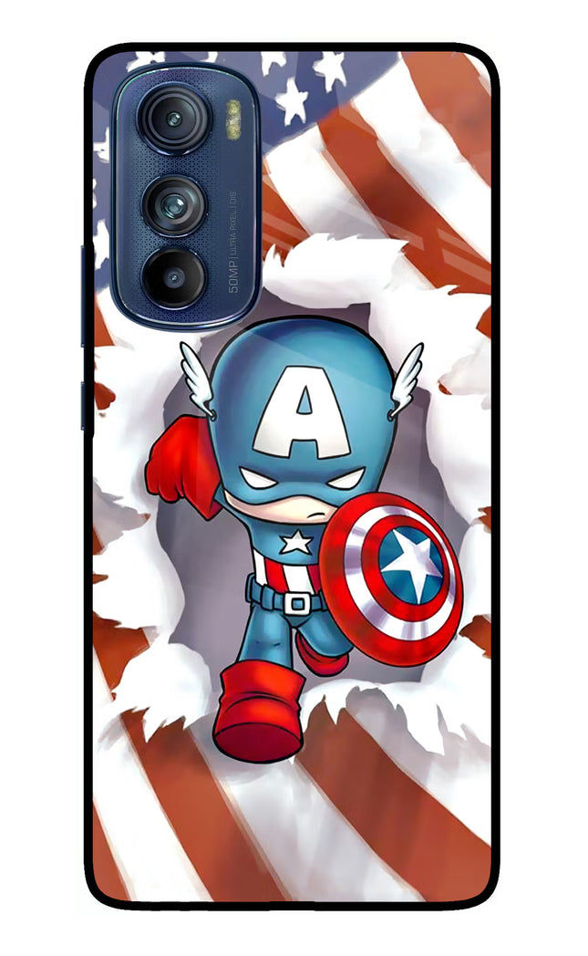 Captain America Moto Edge 30 Glass Case Back Cover by Casekaro