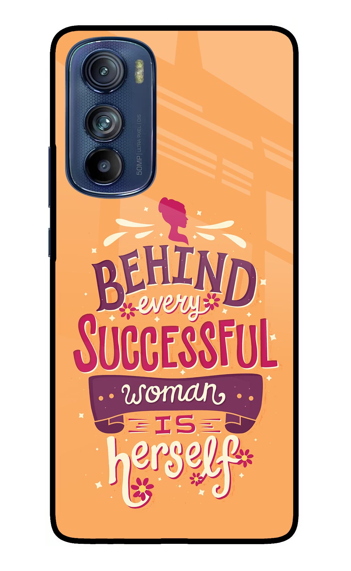 Behind Every Successful Woman There Is Herself Moto Edge 30 Glass Case Back Cover by Casekaro
