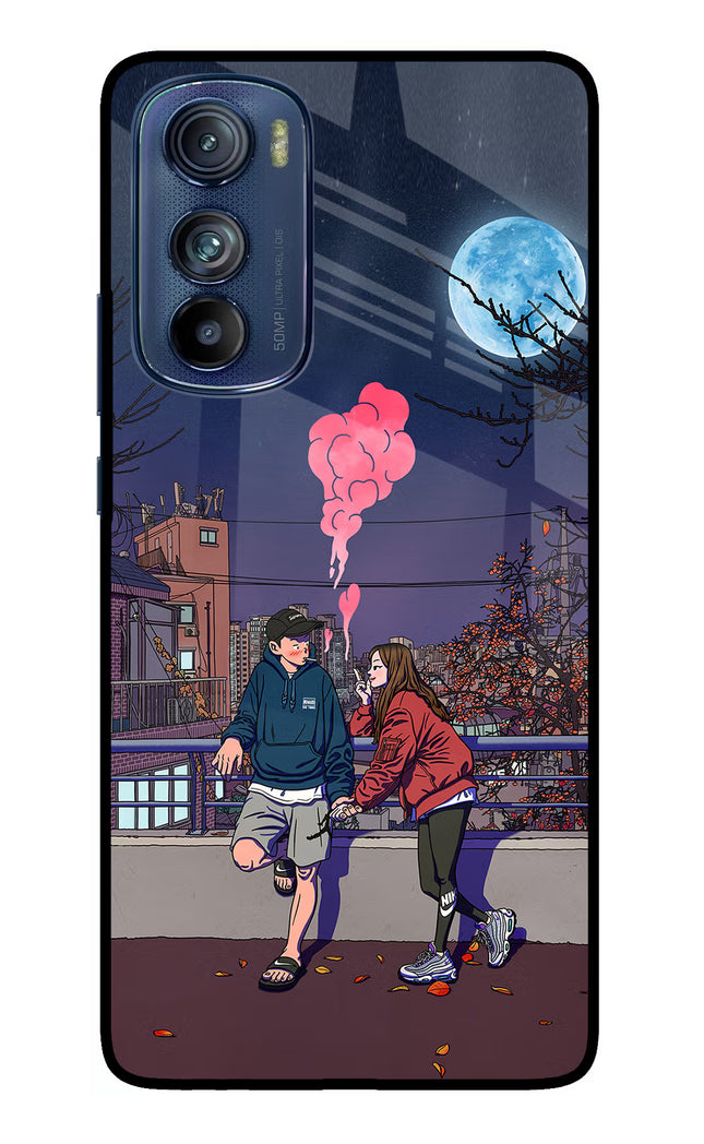 Chilling Couple Moto Edge 30 Glass Case Back Cover by Casekaro