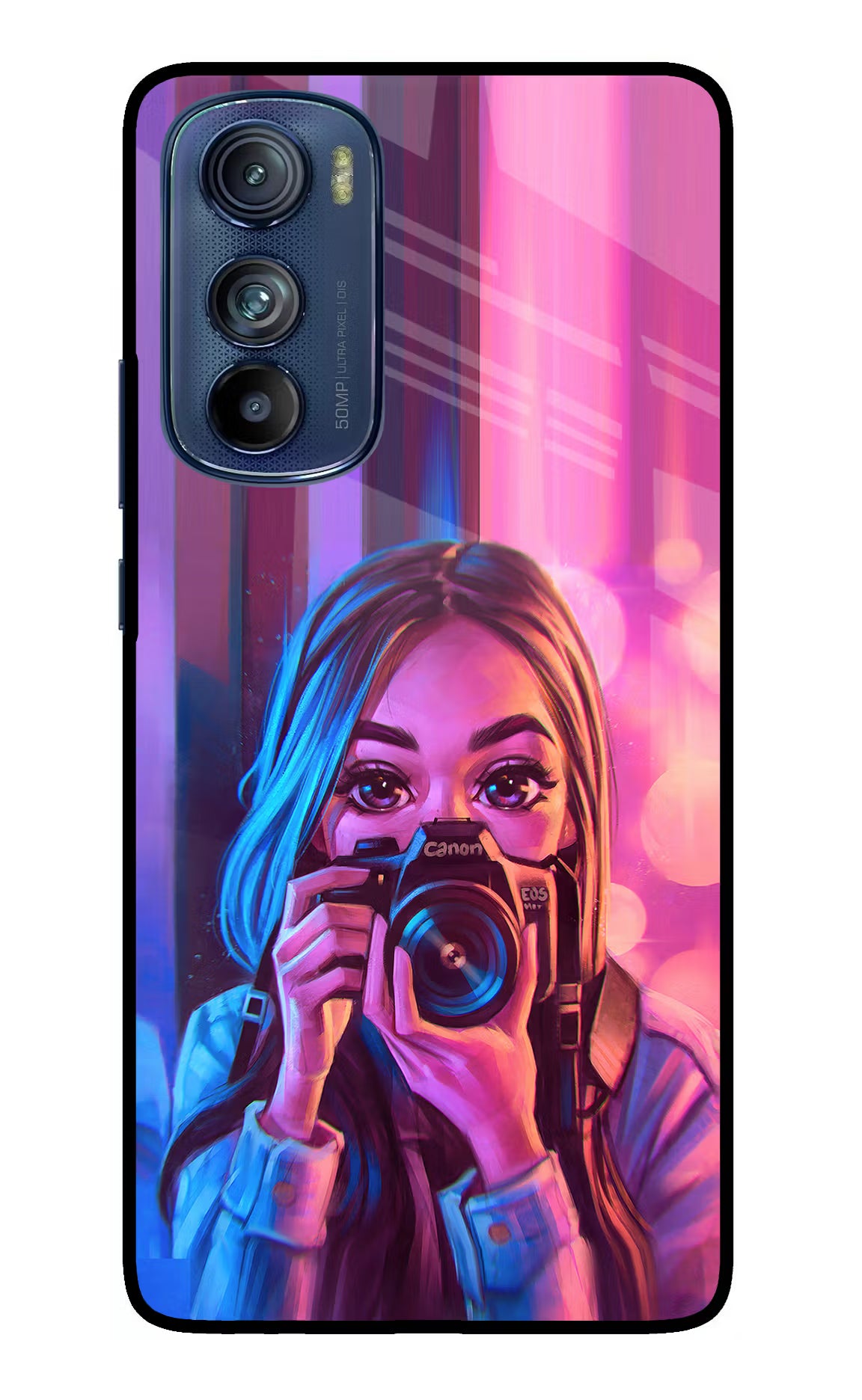 Girl Photographer Moto Edge 30 Glass Case Back Cover by Casekaro