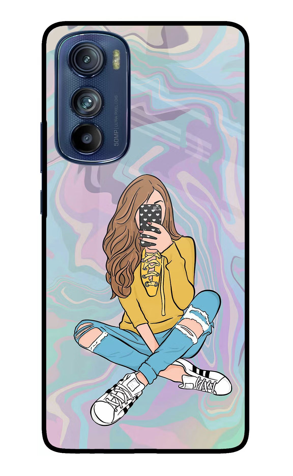 Selfie Girl Moto Edge 30 Glass Case Back Cover by Casekaro