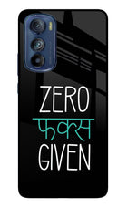 Zero Fucks Given Moto Edge 30 Glass Case Back Cover by Casekaro