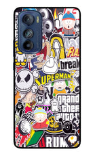 Sticker Bomb Moto Edge 30 Glass Case Back Cover by Casekaro