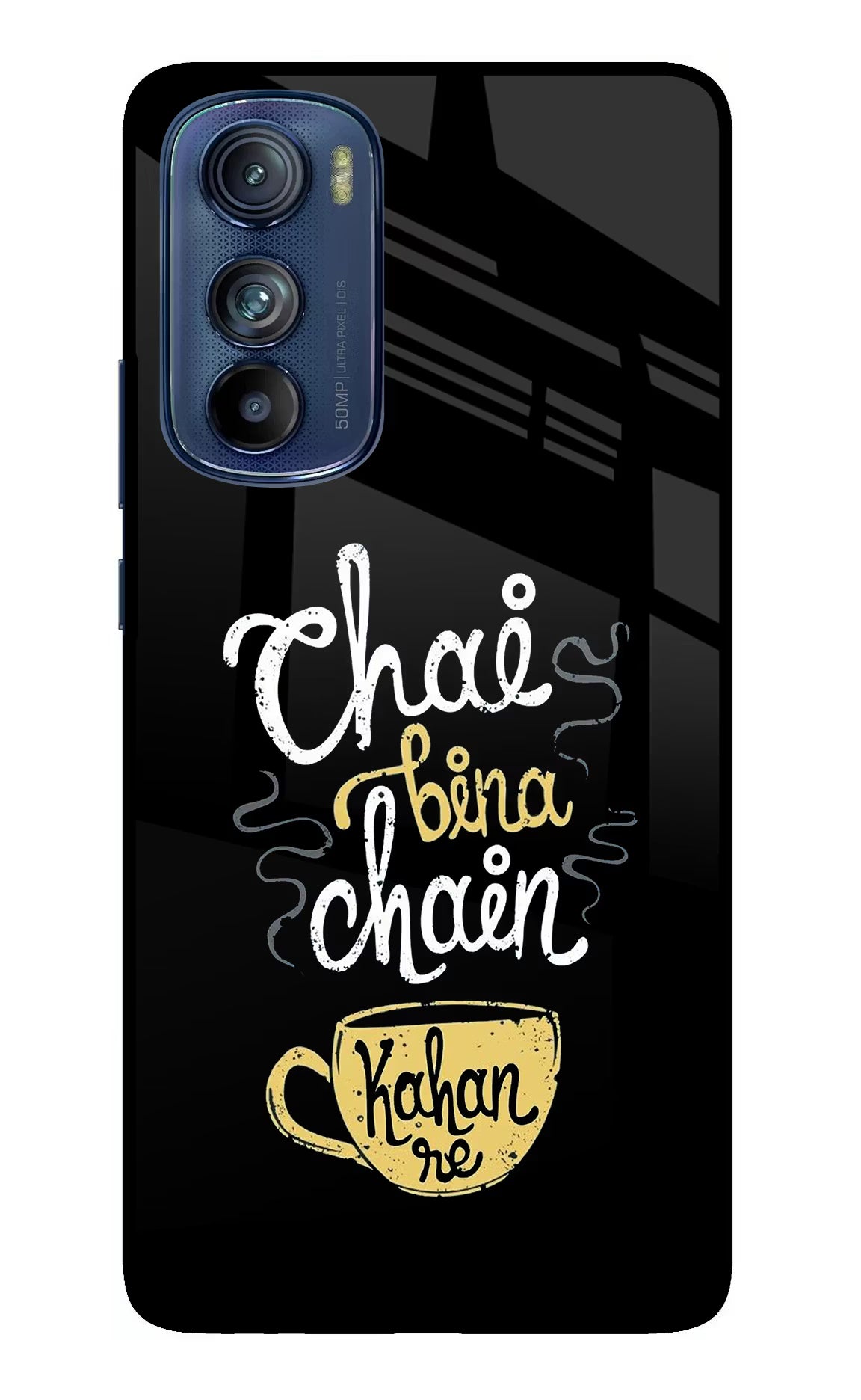 Chai Bina Chain Kaha Re Moto Edge 30 Glass Case Back Cover by Casekaro