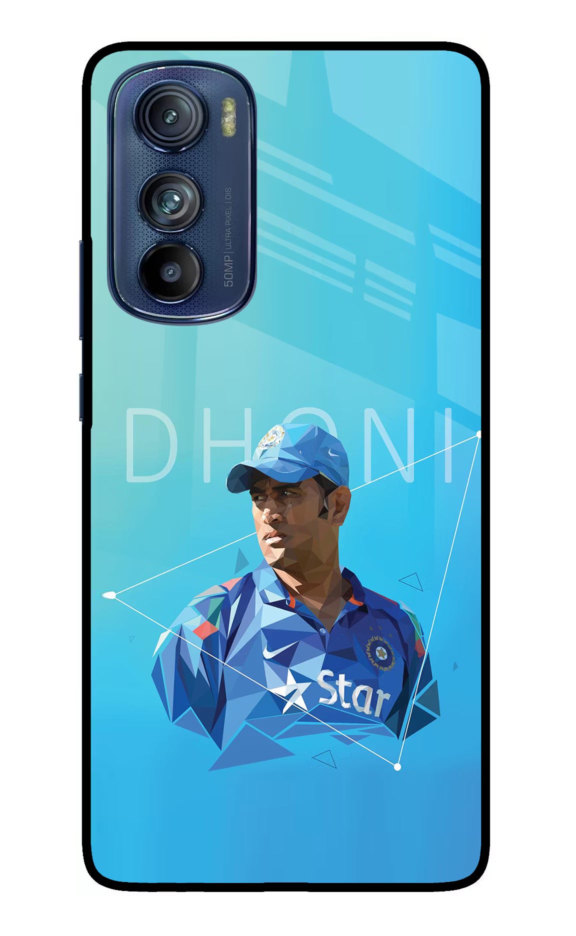 Dhoni Artwork Moto Edge 30 Glass Case Back Cover by Casekaro