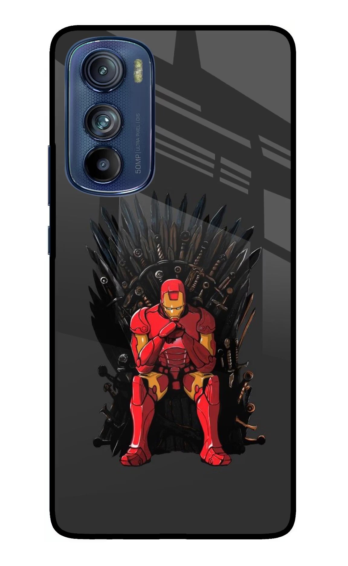 Ironman Throne Moto Edge 30 Glass Case Back Cover by Casekaro