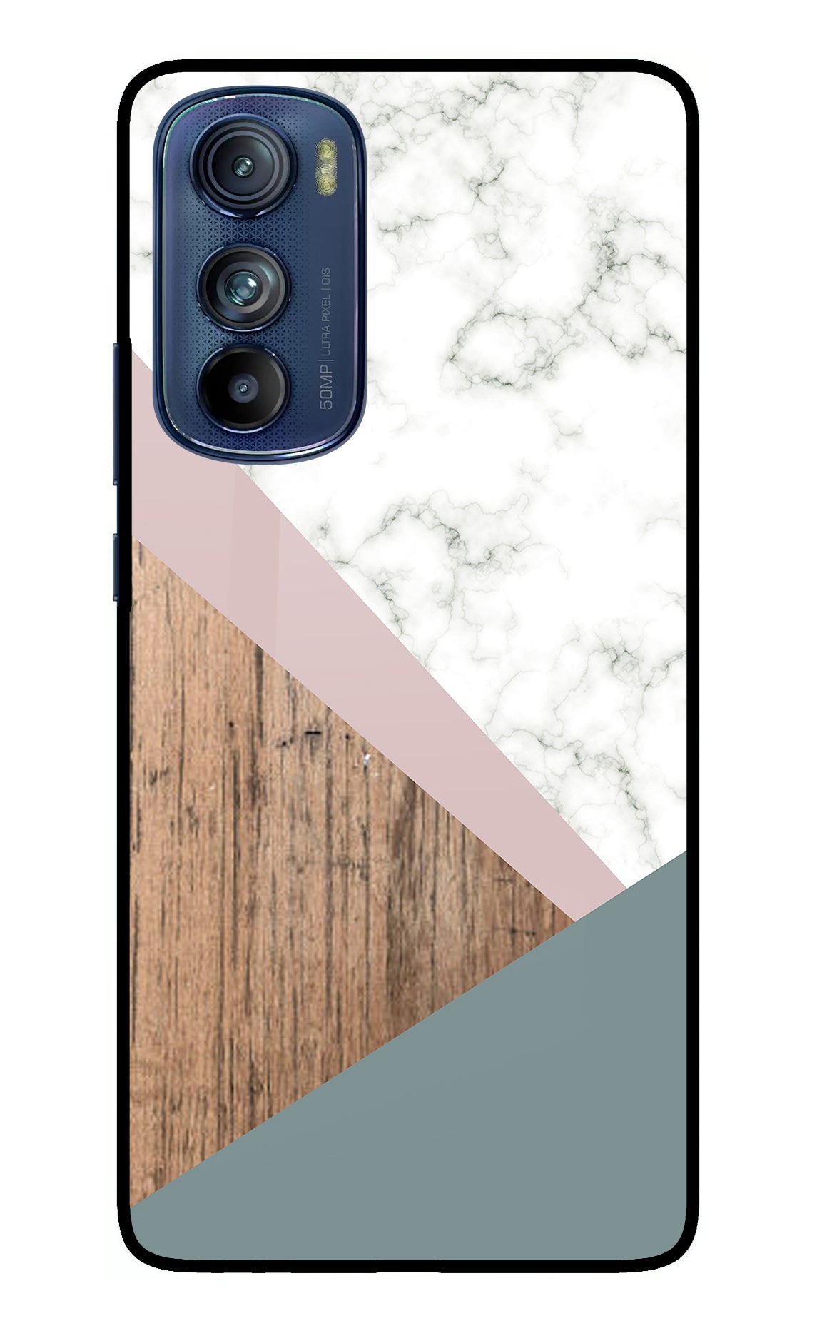 Marble wood Abstract Moto Edge 30 Glass Case