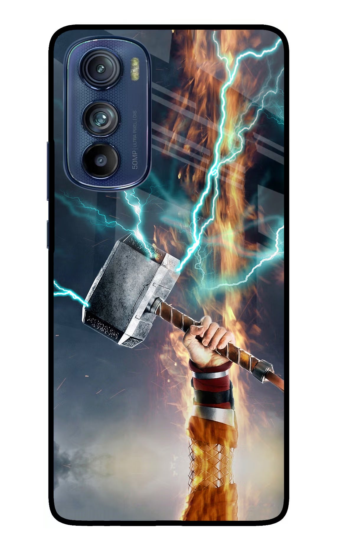 Thor Hammer Mjolnir Moto Edge 30 Glass Case Back Cover by Casekaro