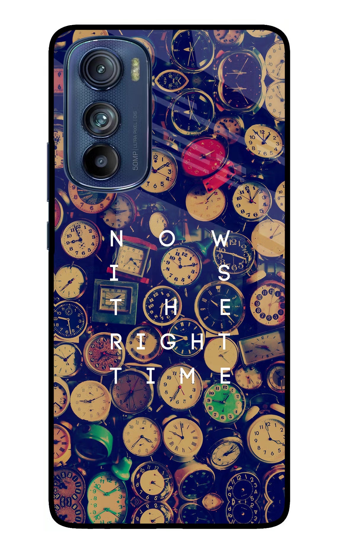 Now is the Right Time Quote Moto Edge 30 Glass Case Back Cover by Casekaro