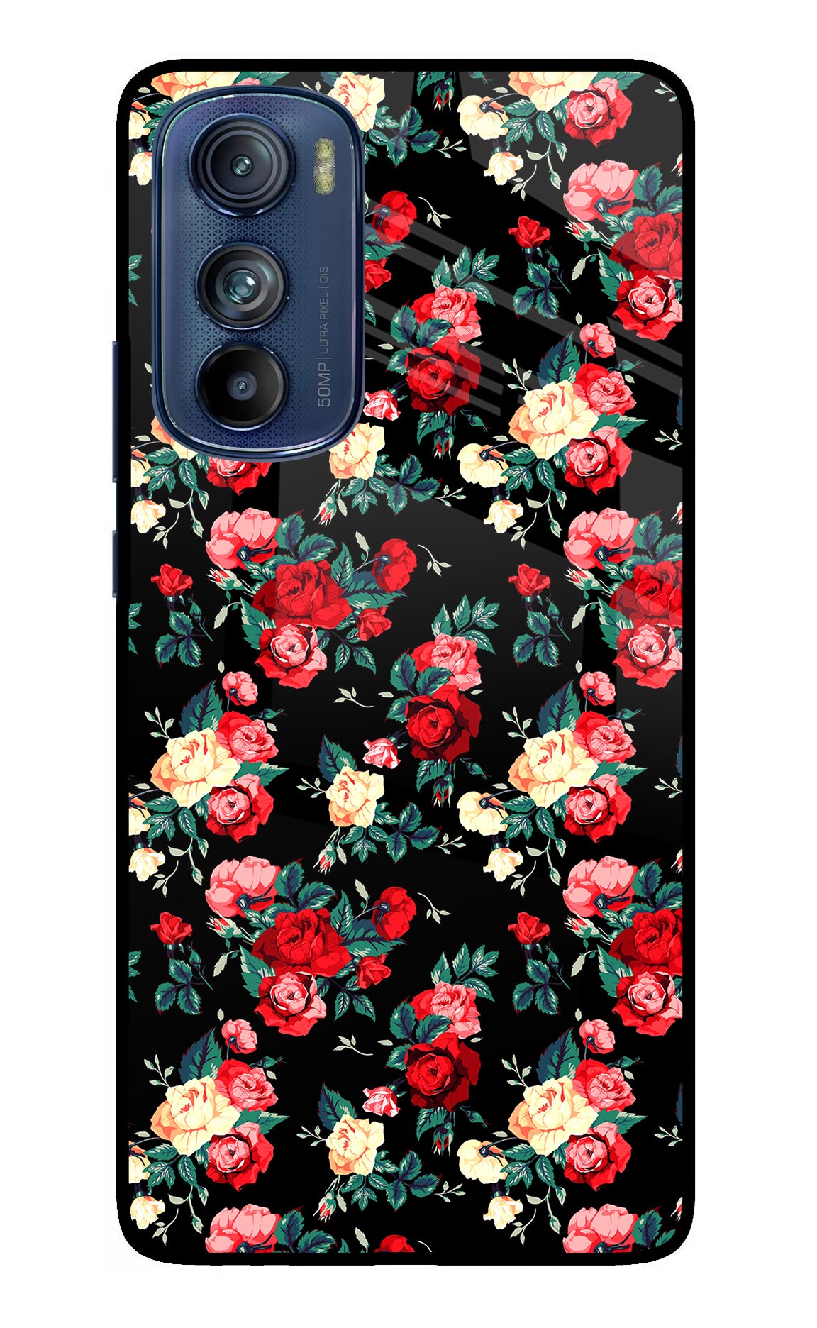 Rose Pattern Moto Edge 30 Glass Case