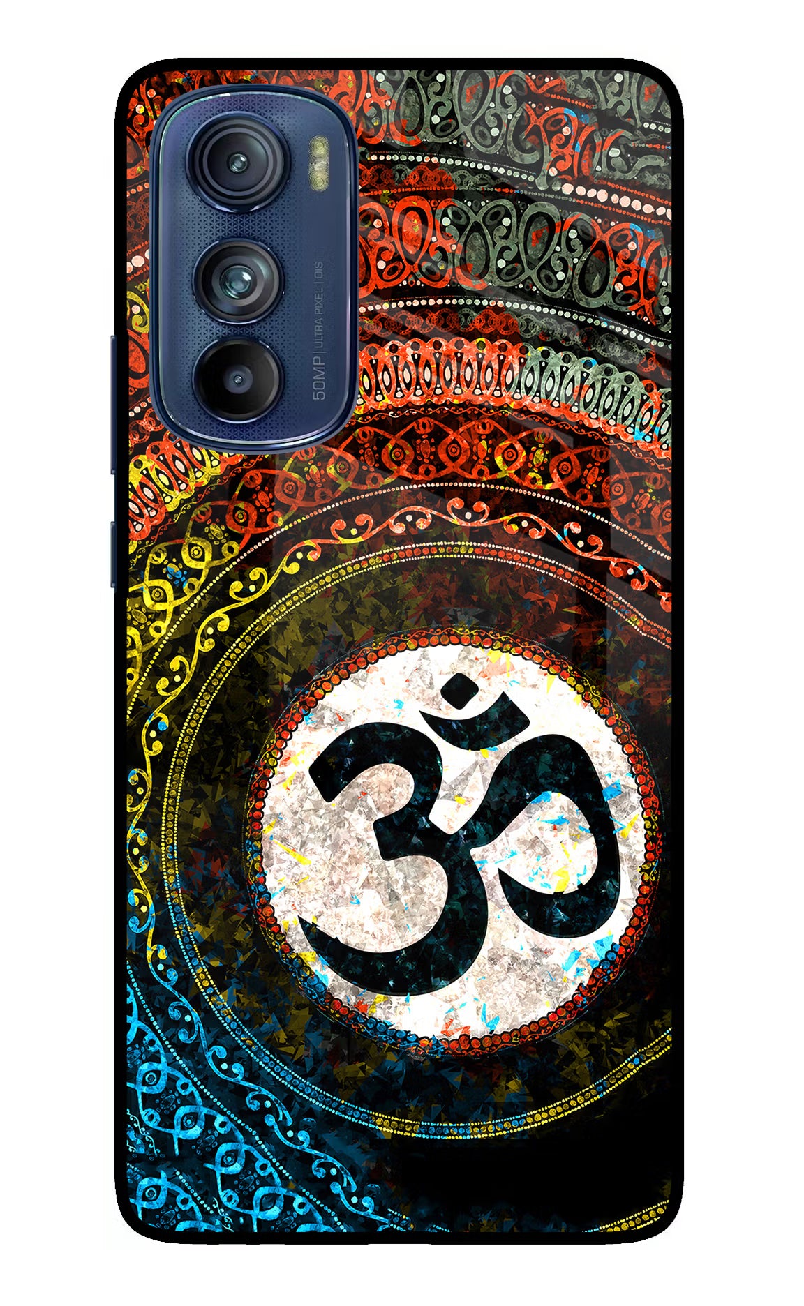 Om Cultural Moto Edge 30 Glass Case Back Cover by Casekaro