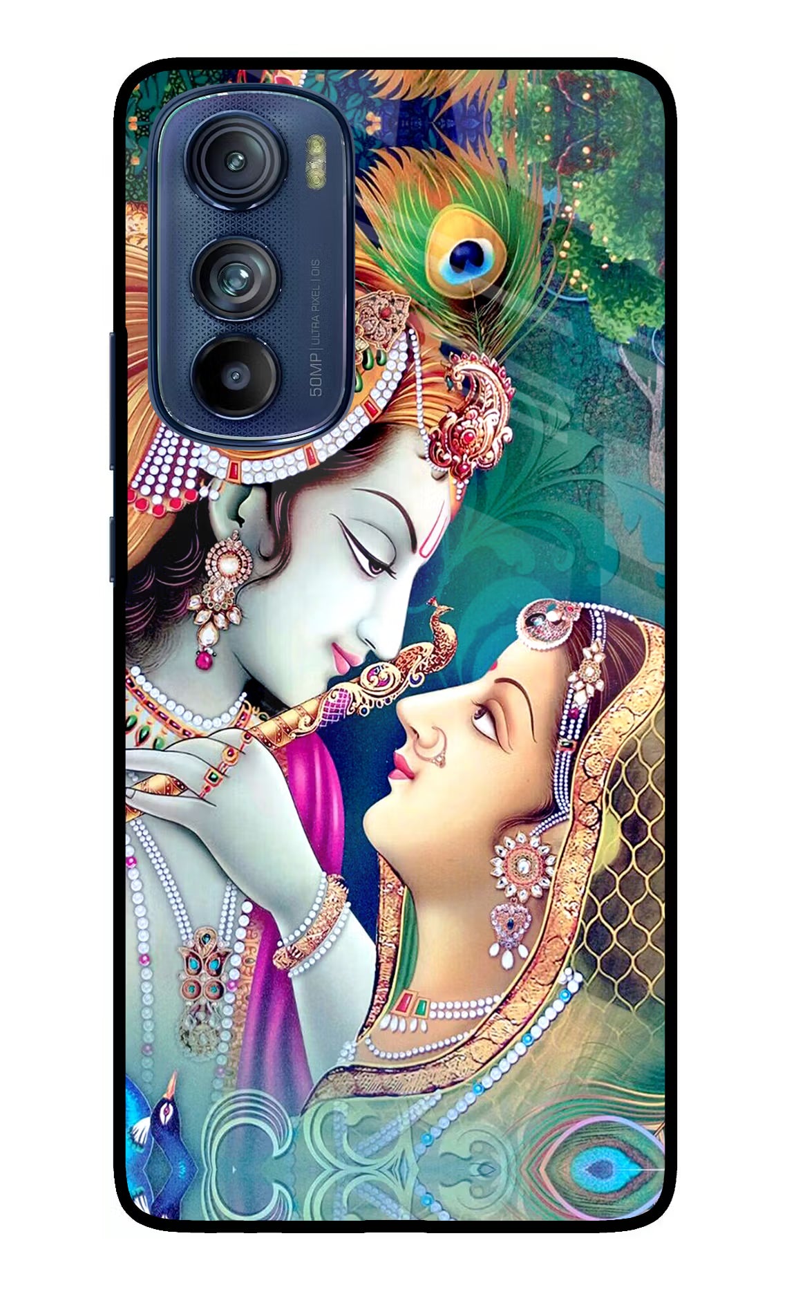 Lord Radha Krishna Moto Edge 30 Glass Case Back Cover by Casekaro