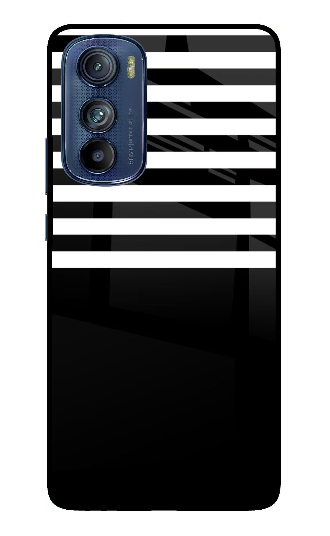 Black and White Print Moto Edge 30 Glass Case Back Cover by Casekaro