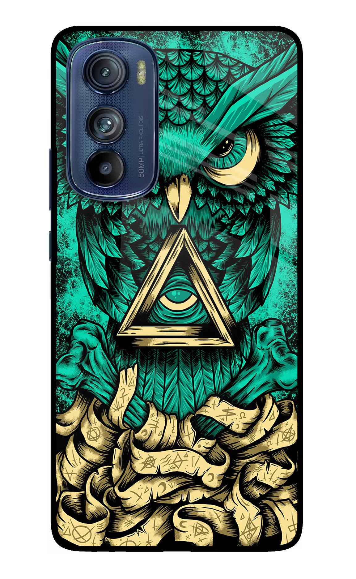 Green Owl Moto Edge 30 Glass Case Back Cover by Casekaro