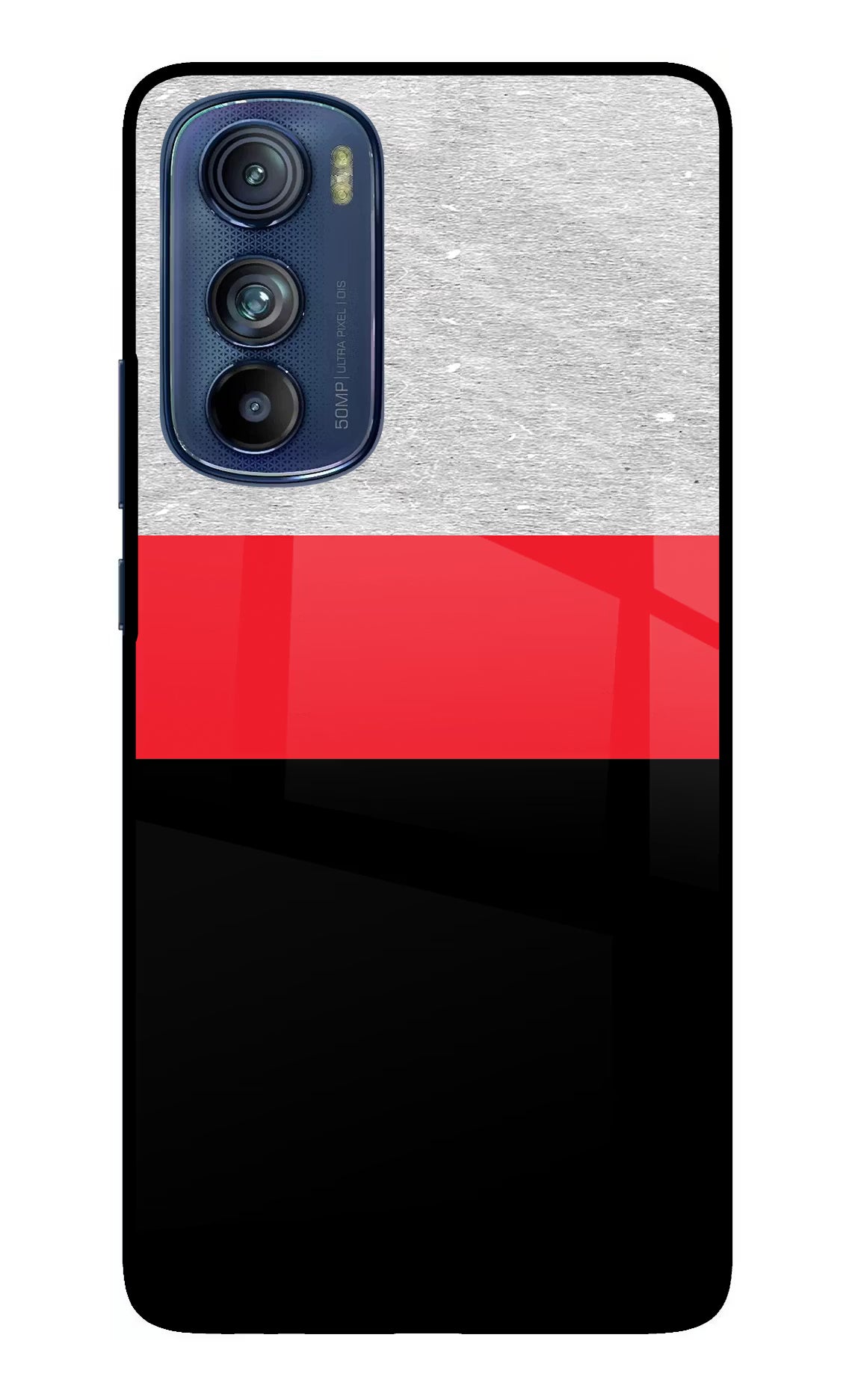 Tri Color Pattern Moto Edge 30 Glass Case Back Cover by Casekaro