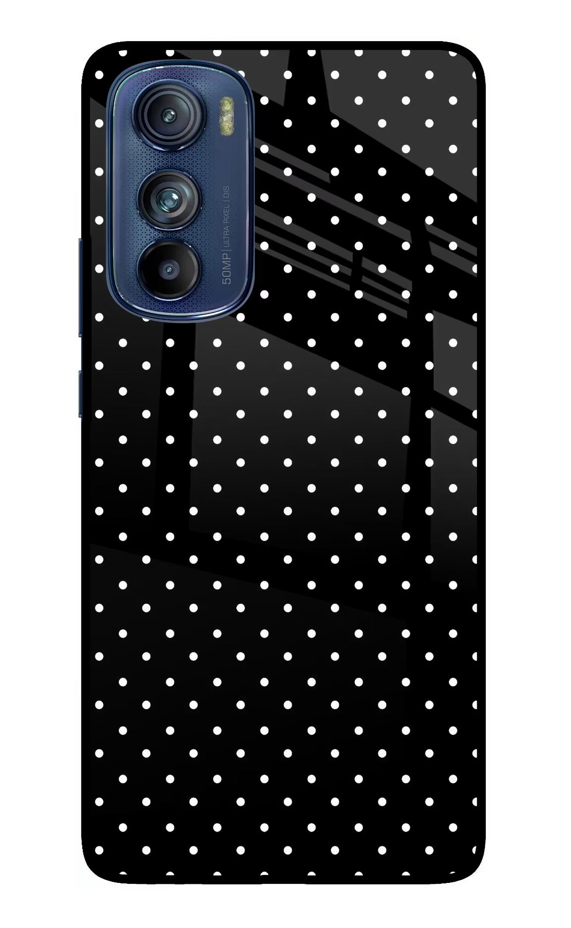 White Dots Moto Edge 30 Glass Case Back Cover by Casekaro