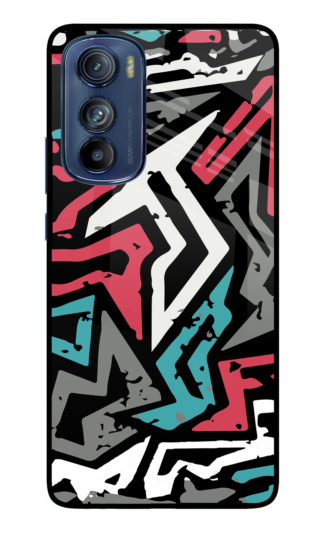 Geometric Graffiti Moto Edge 30 Glass Case