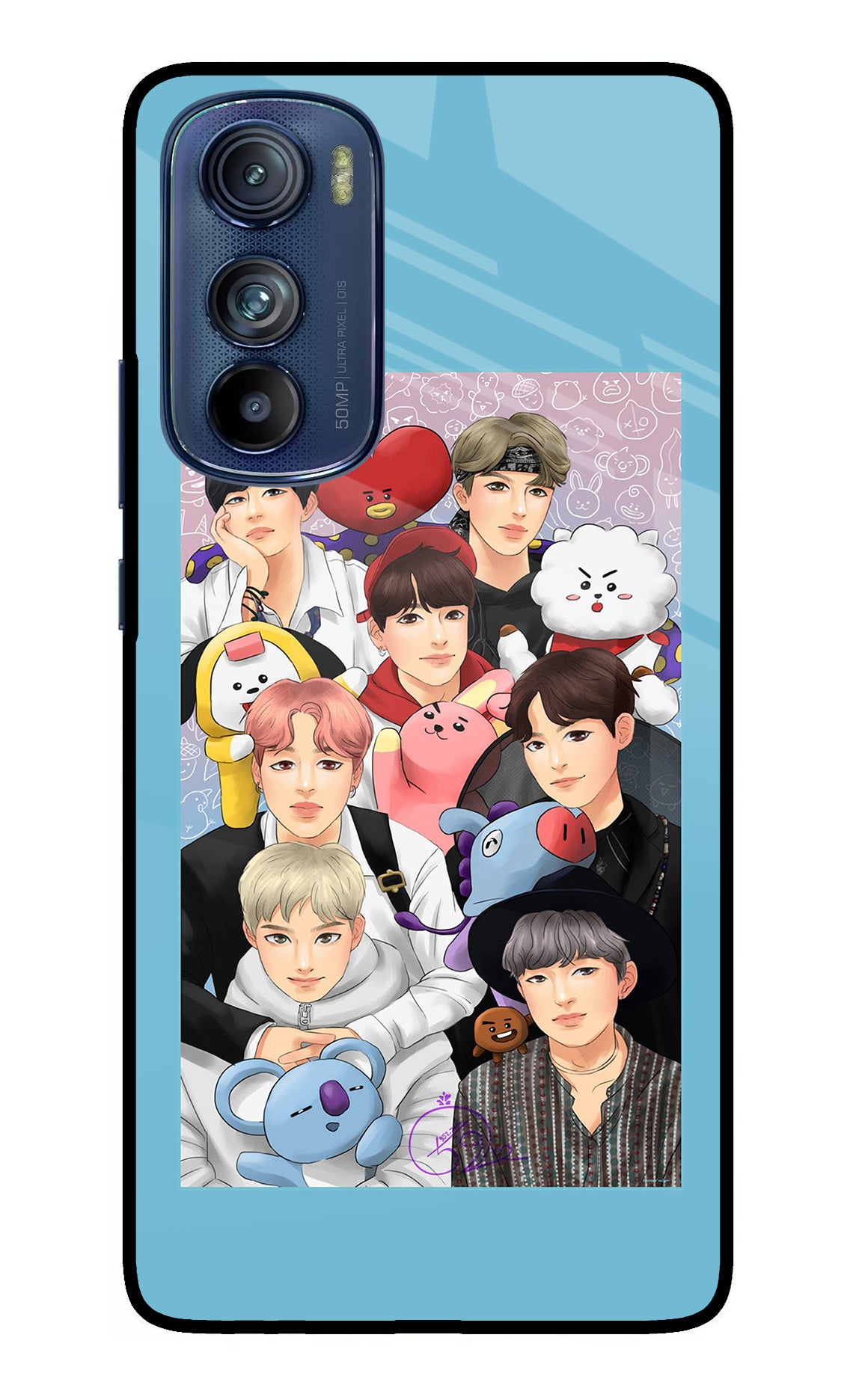 BTS with animals Moto Edge 30 Glass Case