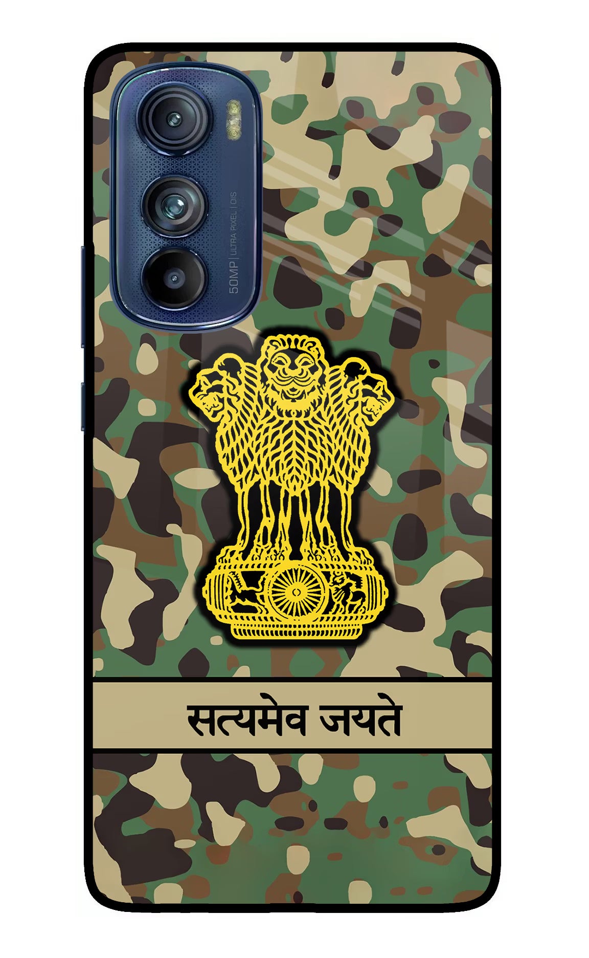 Satyamev Jayate Army Moto Edge 30 Glass Case Back Cover by Casekaro