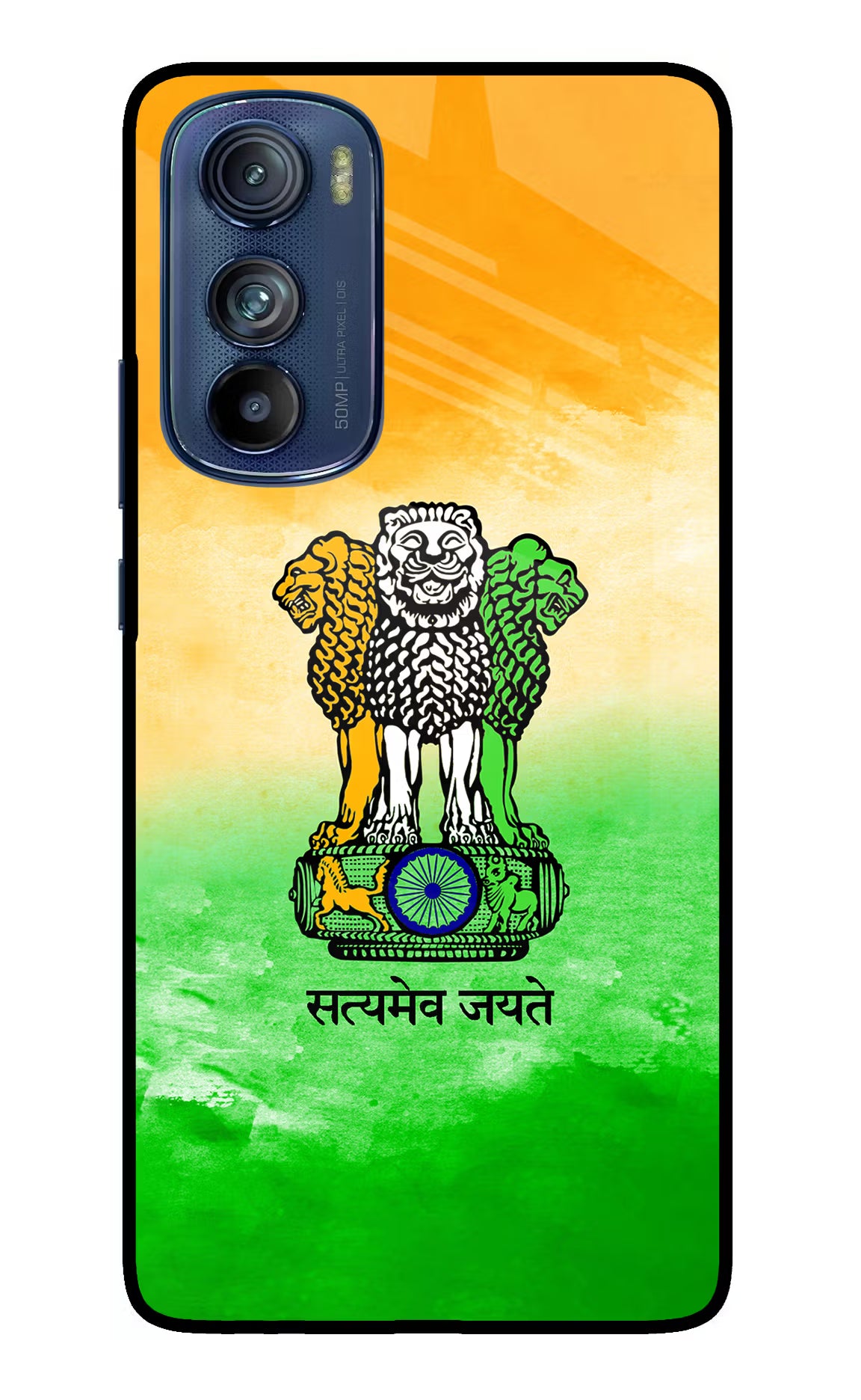 Satyamev Jayate Flag Moto Edge 30 Glass Case Back Cover by Casekaro